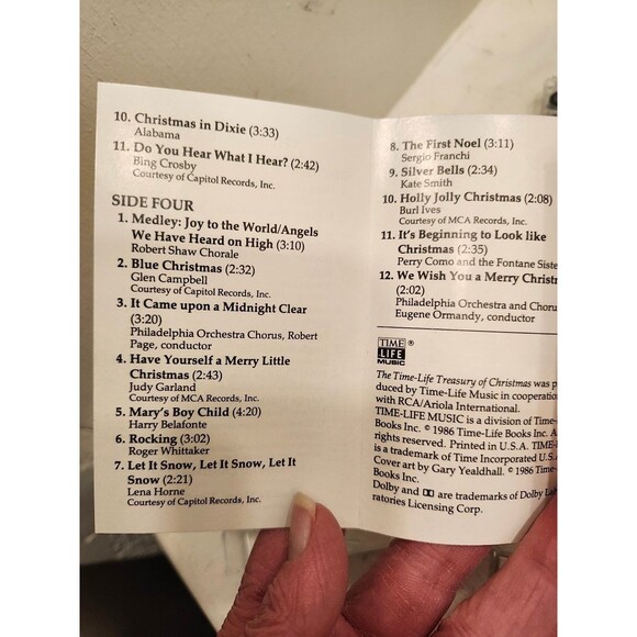 Time Life Treasury of Christmas Music Cassette 2 Tapes Sides 1-4 Tape Set 1986 - Picture 9 of 12